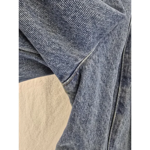 Frontier Vtg Denim Leather Cropped 1 Button Western Jacket. Ladies Size Large - Picture 9 of 15